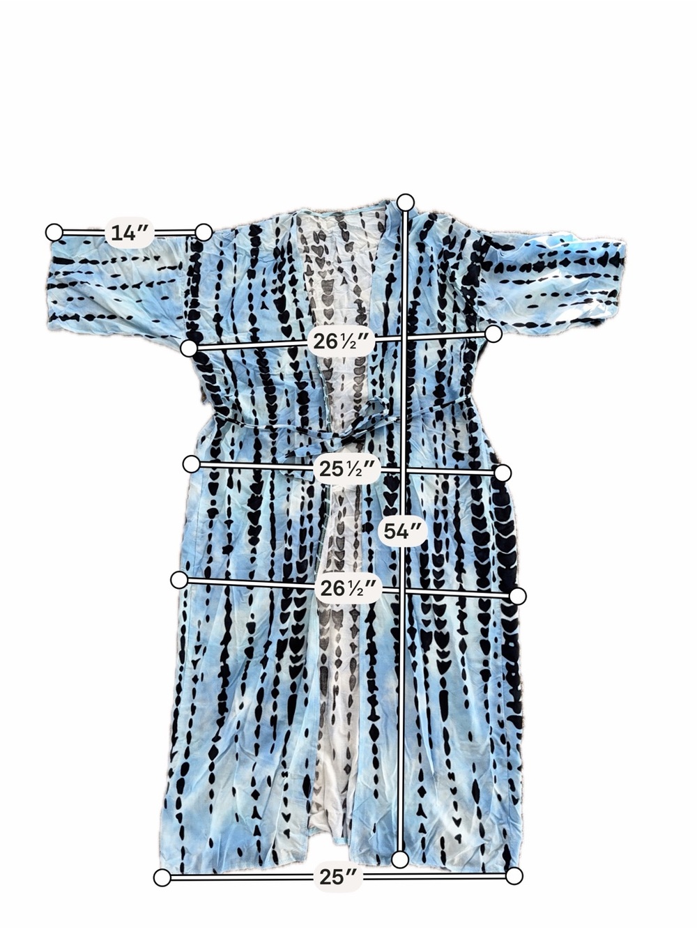 Japanese Blue & Black Tie Dye Kimono Duster One Size - Picture 2 of 4